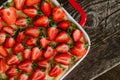 Strawberry cake on the old dark wooden table Royalty Free Stock Photo