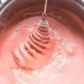 Strawberry cake,Mixing egg, flour and sugar cream in bowl with motor mixer. then baking a cake Royalty Free Stock Photo