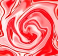 Strawberry candy swirl abstract background. Red strawberry and white milk liquid mix.