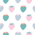 Strawberry cartoon abstract seamless pattern with hand drawn berries. Vector illustration. Royalty Free Stock Photo