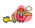 Strawberry cartoon as a pizza deliveryman Royalty Free Stock Photo