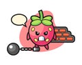 Strawberry cartoon as a prisoner