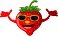 Strawberry cartoon with eyeglasses