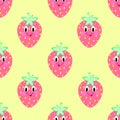 Strawberry cartoon seamless vector pattern Royalty Free Stock Photo