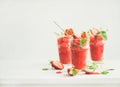 Strawberry, champaigne summer granita in glasses, copy space Royalty Free Stock Photo