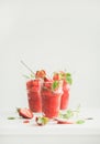 Strawberry and champaigne summer granita in glasses, copy space Royalty Free Stock Photo