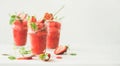 Strawberry, champaigne summer granita in glasses, wide composition Royalty Free Stock Photo