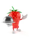 Strawberry character holding catering dome