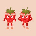 Strawberry character sporty illustration icon set