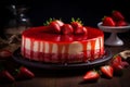 Strawberry cheese cake food. Generate AI Royalty Free Stock Photo