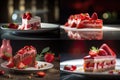 Strawberry Cheesecake, Cheesecake Pastry, Cream Cheese Dessert, Abstract Generative AI Illustration Royalty Free Stock Photo
