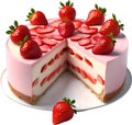 Strawberry cheesecake. Close-up image of a strawberry cheesecake. Generative AI. Royalty Free Stock Photo