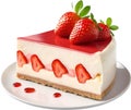 Strawberry cheesecake. Close-up image of a strawberry cheesecake. Generative AI. Royalty Free Stock Photo