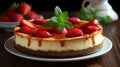 strawberry cheesecake and fresh berries. Generative AI Royalty Free Stock Photo