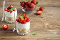 Strawberry cheesecake in glasses Royalty Free Stock Photo