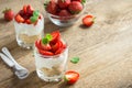 Strawberry cheesecake in glasses Royalty Free Stock Photo