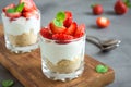 Strawberry cheesecake in glasses Royalty Free Stock Photo