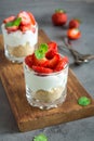 Strawberry cheesecake in glasses Royalty Free Stock Photo