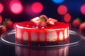 Strawberry cheesecake glowing. Generate Ai Royalty Free Stock Photo