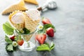 Strawberry ice cream in waffle cones Royalty Free Stock Photo