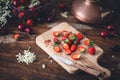 Strawberry and Cherry on Kitchen Table Royalty Free Stock Photo