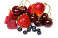 Strawberry, cherry, raspberry and blueberry