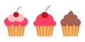 Strawberry and chocolate cupcake with a cute cherry vector design Royalty Free Stock Photo