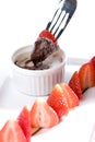 Strawberry in chocolate fondue