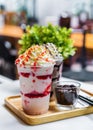 Strawberry and chocolate frappe with whipped cream Royalty Free Stock Photo