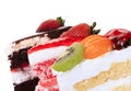 Strawberry, chocolate,kiwi and orange fruit cake isolated Royalty Free Stock Photo