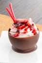 Strawberry and chocolate pastry mousse Royalty Free Stock Photo