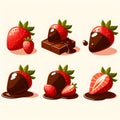 Strawberry And Chocolate. Set Strawberry In Chocolate