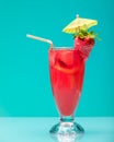 Strawberry cocktail with garnish. Studio shot