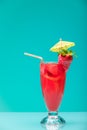 Strawberry cocktail with garnish. Studio shot