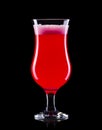Strawberry cocktail in hurricane glass isolated on black background Royalty Free Stock Photo