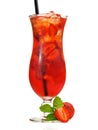 Strawberry Cocktail in a Hurricane Glass on white Background