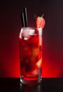 Strawberry cocktail with ice on black table Royalty Free Stock Photo