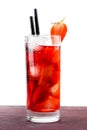 Strawberry cocktail with ice on old wood table Royalty Free Stock Photo