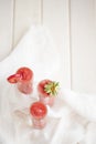 Strawberry cocktail on the wooden white table Royalty Free Stock Photo