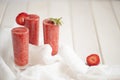 Strawberry cocktail on the wooden white table Royalty Free Stock Photo
