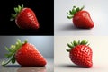 strawberry collection on white and black background, 3d illustration