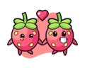 Strawberry couple cartoon fall in love