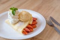 Strawberry Crape and vanilla ice cream