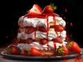 Strawberry cream cake with fresh fruits and whipped cream Royalty Free Stock Photo