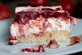 strawberry cream cheese cake with red sweet jam Royalty Free Stock Photo