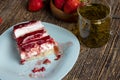 strawberry cream cheese cake with red sweet jam Royalty Free Stock Photo