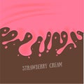 Strawberry Cream Melted Background. Vector