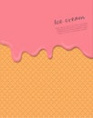 Strawberry Cream Melted on Wafer Background