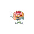 Strawberry cream pancake talented gamer mascot design play game with controller