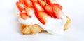 Strawberry cream toast isolated on white paper background